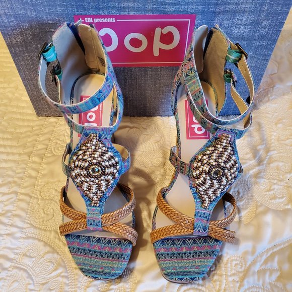 jcpenney Shoes Pop Stardust Wedges Multi Colored Beaded Sz 85
